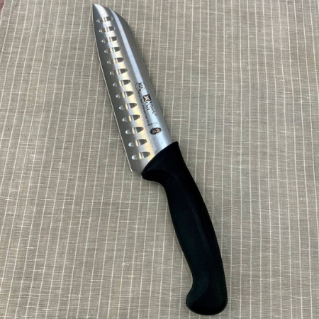 Нож кухонный поварской Santoku длина 32 см, лезвие 18 см нержавеющая сталь, ручка пластик, цвет Чёрный, Atlantic Chef