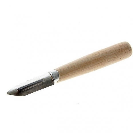 Овощечистка с деревянной ручкой 14.5 см, нержавеющая сталь