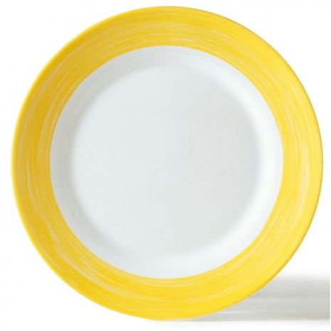 Тарелка d 25.4 см жёлтый край, Браш Arcoroc