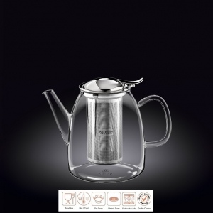 Чайник заварочный 600 мл с откидной крышкой и колбой нерж. Thermo Glass Wilmax