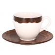 Чашка чайная 230 мл борт тёмно коричневый, Фарфор WoodArt, Rak Porcelain, ОАЭ