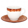 Чашка чайная 230 мл борт красно коричневый, Фарфор WoodArt, Rak Porcelain, ОАЭ